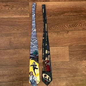 Lot of 2 1990s Vintage Movie Neckties - Wizard of Oz & Gone With The Wind - Silk